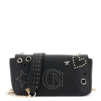 bolso de hombro con solapa remaches y tachuelas black