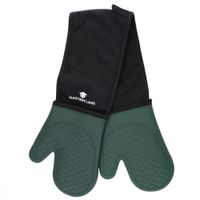 masterclass guantes de silicona para horno guantes resistentes al calor con relleno de algodon guantes antideslizantes de doble cara para cocinar y hornear sin bpa negroverde oscuro