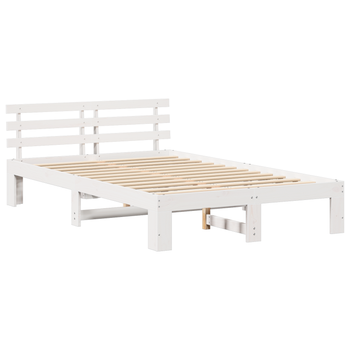 Cama Matrimonial | Cama Doble | Estructura De Cama De Madera De Pino Blanca Madera De Pino Maciza Cfw94979