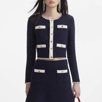 Self-Portrait Crocheted Cardigan - L