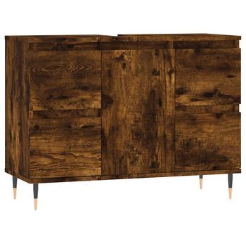 Mueble De Baño | Armario De Baño Madera De Ingeniería Roble Ahumado 80x33x60 Cm