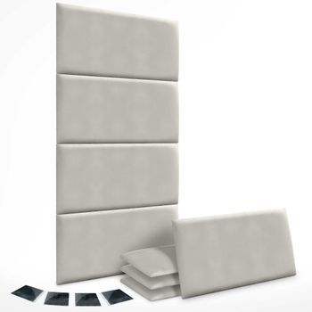 Dhome Juego De 8 Paneles Tapizados De Terciopelo Premium Pack Autoadhesivos Para Pared Acústicos Absorbentes Protección Impactos (beige, 50x30cm, X8)