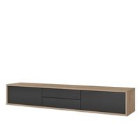 mueble para tv de 180cm 2 cajones y 2 puertas coleccion maanum color roble claro y gris