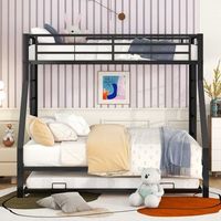 litera 90140x200cm con cama nido 90x190cm - estructura de metal - negro