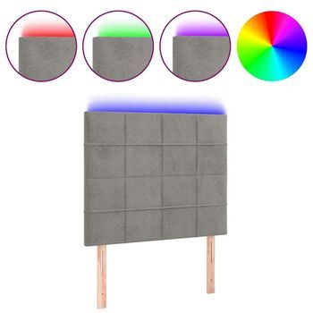 Cabecero Con Luces Led Terciopelo Gris Claro 90x5x118/128 Cm Vidaxl