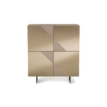 Aparador de 4 puertas con espejo beige 140x50 h140 cm