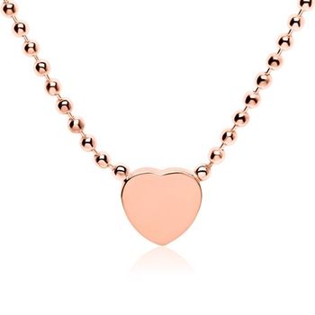 Cadena grabable corazón de plata 925 chapada en oro rosa