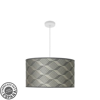 Colgante moda 3xe27 blanco/tetris gris regx50x50cm c/difusor