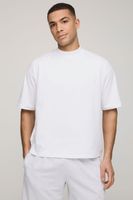 hombre camiseta oversize recta con cuello extendido blanco