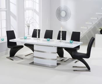 Babington 160cm White High Gloss Extending Dining Table with Hampstead Z Chairs