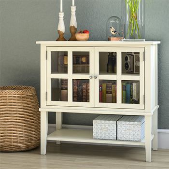 Vitrina con 2 puertea en efecto madera blanca