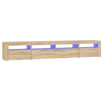 Mueble De Tv Con Luces Led Roble Sonoma 240x35x40 Cm Vidaxl