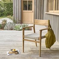 sillon de jardin de madera teca maciza y cuerda beige