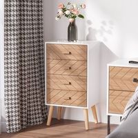 mesita de noche de mdf madera maciza pino homcom 40x30x75 cm - blanco