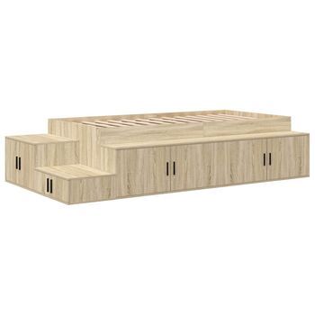 Cama Con Almacenamiento Roble Sonoma 244 X 127 X 53.5 Cm