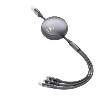 Cable USB-A de 6A 100W a Type-C / iP / Micro USB QC2.0 3.0 4.0 Carga rápida Transmisión de datos Núcleo de cobre Línea d