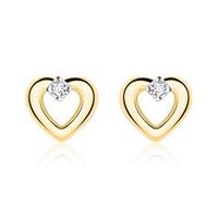pendientes corazon de oro 14 quilates con diamantes