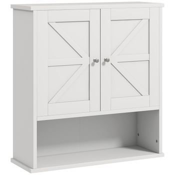 Armario De Baño De Pared De Mdf Pintado, Estilo Rústico, 58 X 20 X 61,4 Cm – Blanco