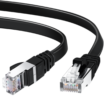 Aigostar Cable Ethernet Cat7 de 5M, Cable de Red Plano RJ45 Gigabit LAN de Alta Velocidad, de10Gbps y 600Mhz para Switch, Rúter, Módem, Panel de Conexión, PC (Negro)