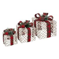 adornos de regalo de ratan x3 led blanco calido - feeric lights  christmas