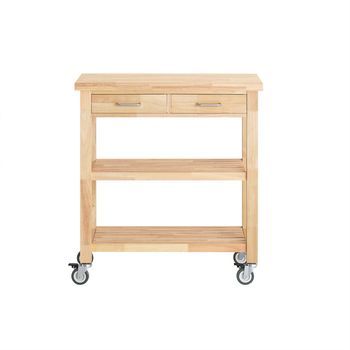 Carro De Cocina Móvil Con 2 Cajones Y 2 Estantes Natural 80.0x40.0x90.0 Cm Fkw24-ii-n