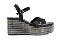 sandalias cruzadas de napa con cuna de pedreria black 37