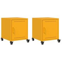 juego de 2 mesitas de noche - mesillas acero amarillo mostaza 36x39x435 cm mc5596