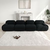 sofa de 4 plazas de pana negro sofa modular esquinero sin estructura 388x103x70 cm