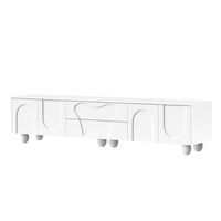 mueble tv blanco mate de 180x40x42 cm con cuatro puertas y dos cajones