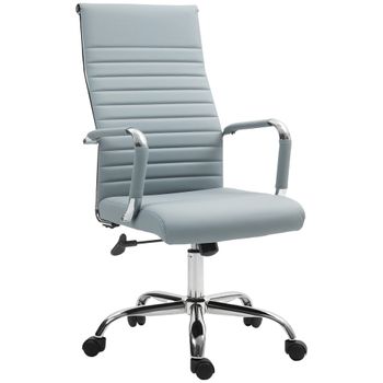 Vinsetto Silla de Escritorio Giratoria con Respaldo Alto Altura Ajustable Función Basculante y Reposabrazos Gris Claro   Aosom España