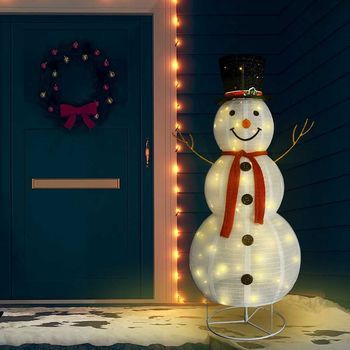 Muñeco De Nieve De Navidad | Decoraciones De Navidad Con Luces Led Tela Lujosa 180 Cm Cfw936511