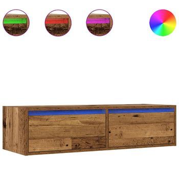 Mueble De Tv Con Luces Led Envejecida 100x35,5x25 Cm Vidaxl