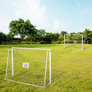 2 Porterías De Fútbol Homcom Metal Pe, 186x62x123 Cm, Blanco