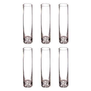 Pack 6 Floreros Cristal Ovalado 5x5x20,5 Cm Color: Transparente