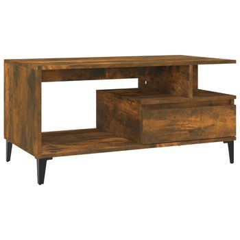 Mesa De Centro，mesa Auxiliar，mesa De Café Madera Contrachapada Roble Ahumado 90x49x45 Cm