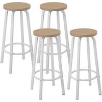 juego de 4 taburetes de barasiento de mdf cocina estructura de metal 30 x 30 x 72 cm roble clarowoltu