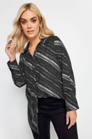 yours camisa negra amplia con rayas diagonales mujer curvy y tallas grandes yours