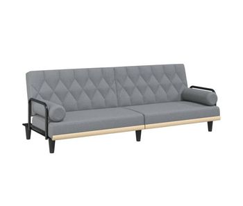 Vidaxl sofá cama con reposabrazos tela gris claro