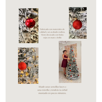 Árbol Navidad Plegable Rosé Home 180 Cms Bolas Rojas
