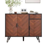 aparador - mueble de salon - mdf y tablero de particulas - negro y madera 90x30x715cm