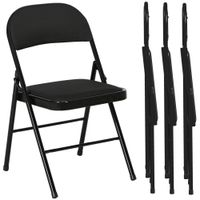 homcom conjunto de 4 sillas plegables con asiento acolchado en poliester y estructura en acero negro   aosom espana