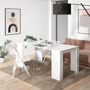 Consola extensible efecto madera blanco 180x90x77cm