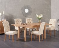 cheadle 120cm oak extending dining table with claudia chairs - cream 4 chairs