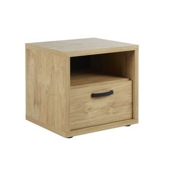 Mesita De Noche Con Cajón Y Hueco En Color Roble Dorado, Colección Morgane.