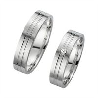 alianzas oro blanco con diamante ancho 5 mm