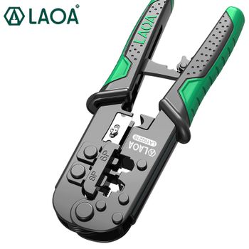 LAOA-Alicates de red de trinquete, prensado de alambre con cabeza de cristal, 6P/8P