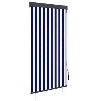 Estor Enrollable De Exterior Azul Y Blanco 100x250 Cm Vidaxl