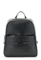 mochila efecto piel con trabajo laser de rayas black taglia unica
