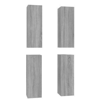 Muebles Tv 4 Uds Madera Contrachapada Gris Sonoma 30,5x30x90 Cm Vidaxl