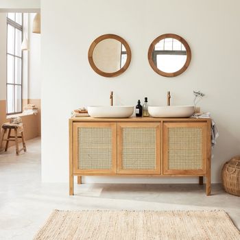 Mueble de baño de teca maciza y rejilla 145 cm